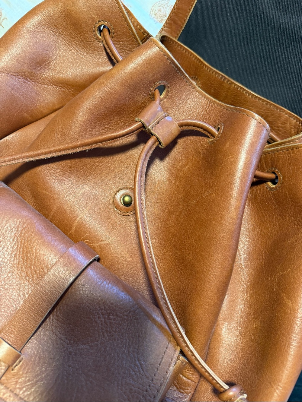 Madewell Cognac Leather Drawstring Backpack - Picture 7 of 9